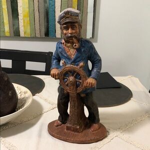 Nautical Captain Sculpture in Blue and Brown